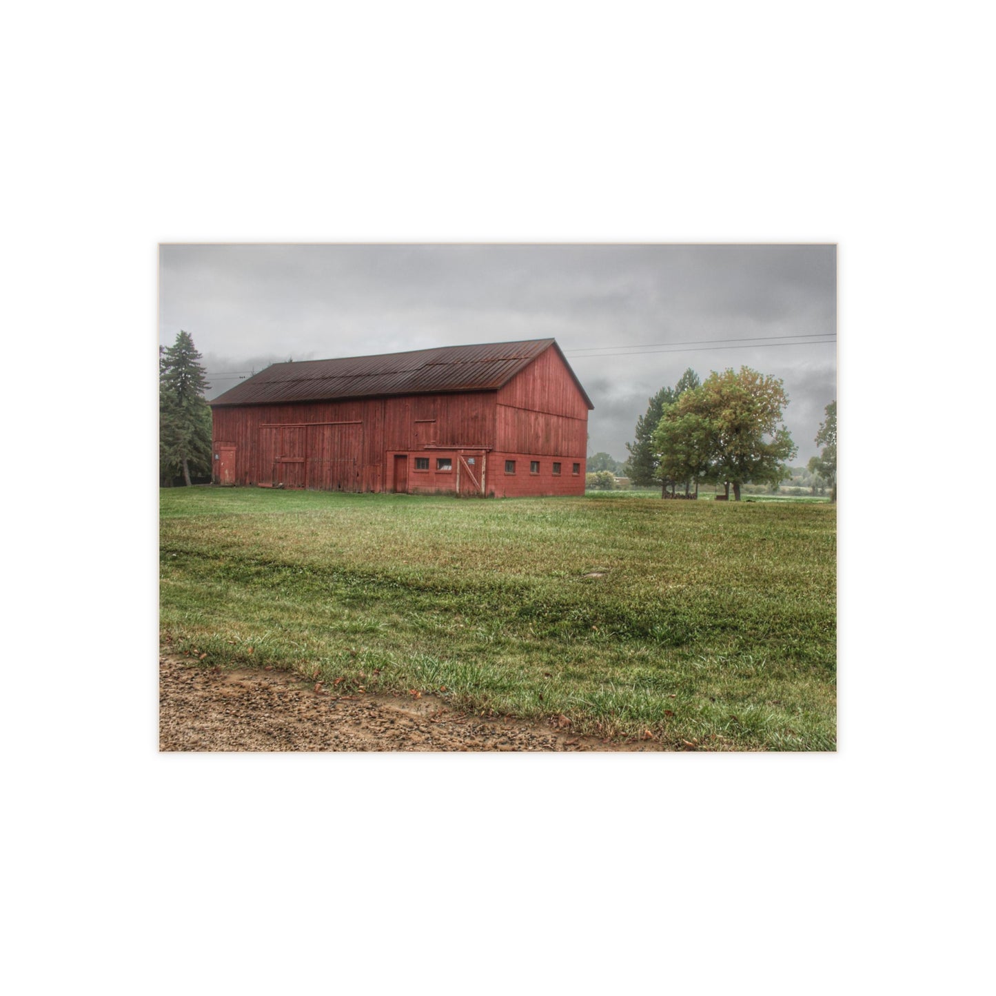 U R There Photography Birch Road Red Rustic Farmhouse Decorative Ceramic Tile