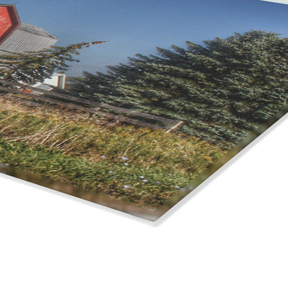 U R There Photography Elmwood Road Red III Rustic Farmhouse Tempered-Glass Cutting Board