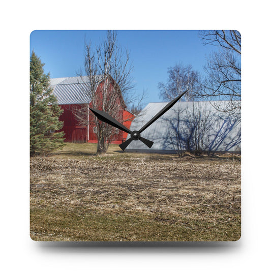 German Road Reds Rustic Farmhouse Acrylic Analog Wall Clock 10.75'' × 10.75'' (Square)