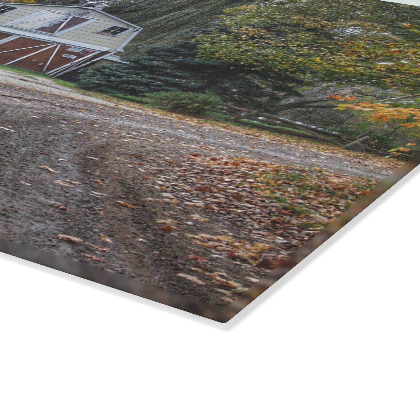 U R There Photography Barn at the Bend Rustic Farmhouse Tempered-Glass Cutting Board