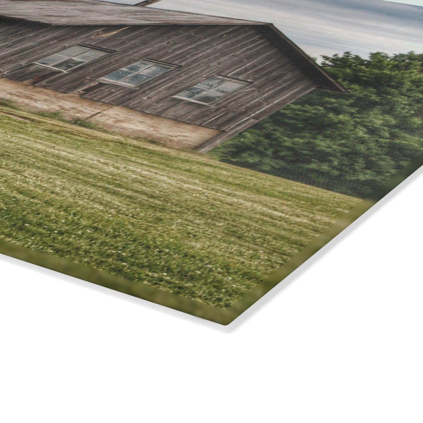 U R There Photography West Tuscola Road Grey Shack I Rustic Farmhouse Tempered-Glass Cutting Board