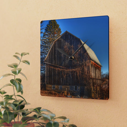 U R There Photography Newark Road Brown Beauty Rustic Farmhouse Acrylic Analog Wall Clock