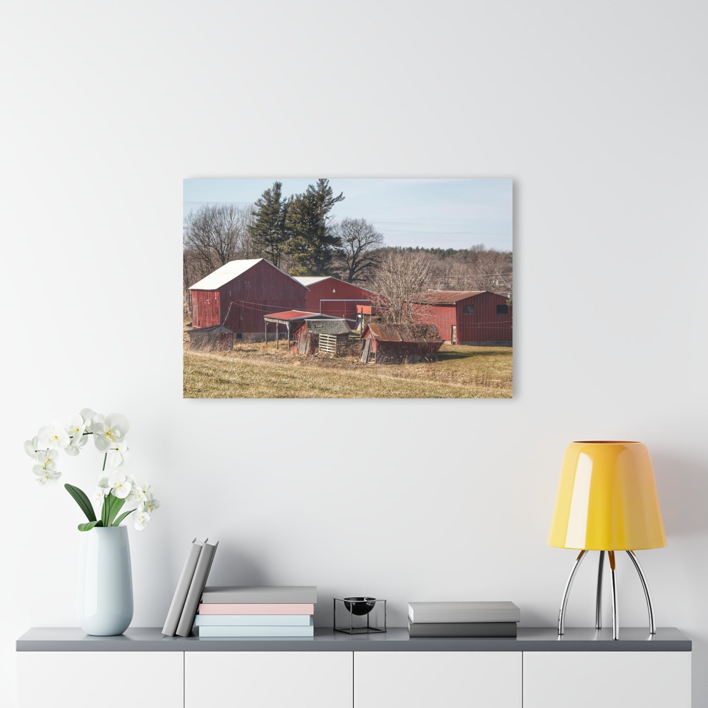 U R There Photography Bronson Lake Reds Rustic Farmhouse Acrylic Wall Print