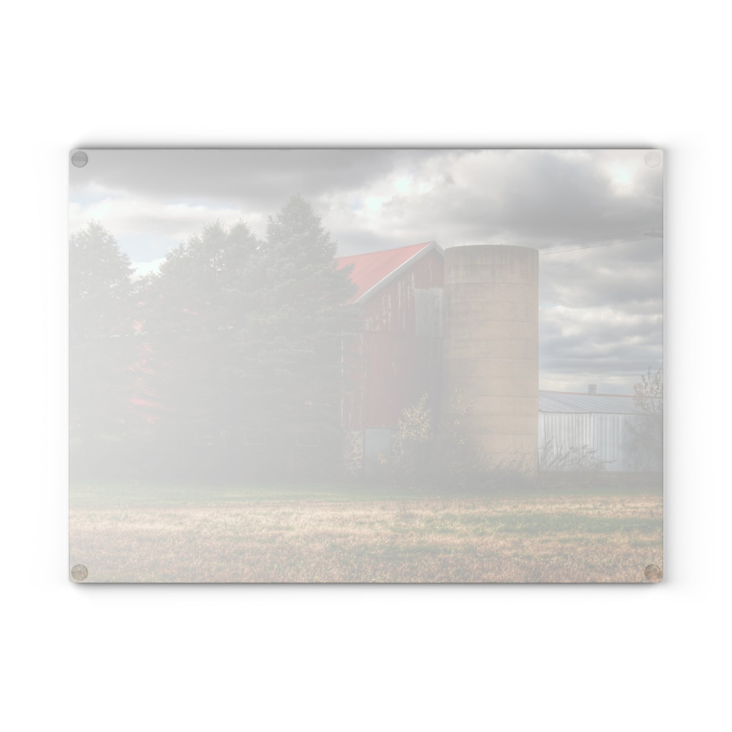 U R There Photography Laur Road Red Among the Pines II Rustic Farmhouse Tempered-Glass Cutting Board
