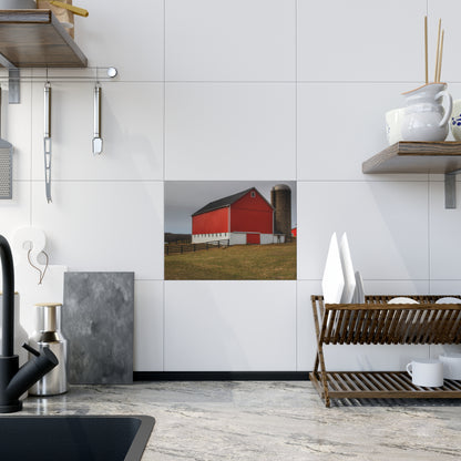 U R There Photography Brocker Road Red I Rustic Farmhouse Decorative Ceramic Tile 6" × 8" Glossy