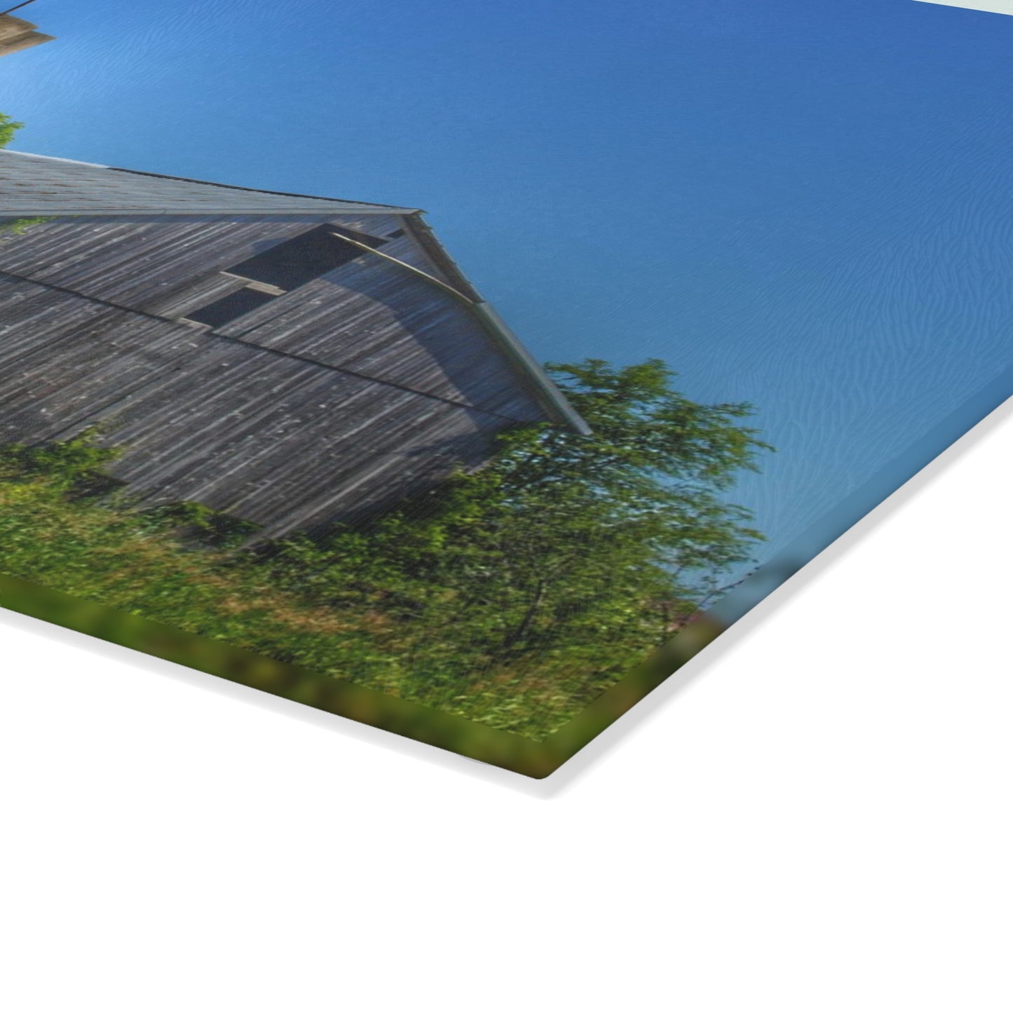 U R There Photography East Swaffer Grey and Little Red Rustic Farmhouse Tempered-Glass Cutting Board