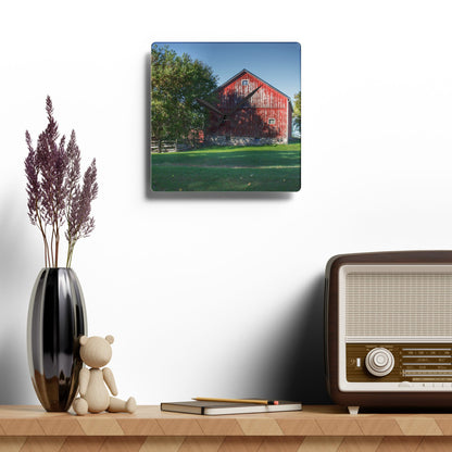 U R There Photography Five Lakes Red III Rustic Farmhouse Acrylic Analog Wall Clock 10.75'' × 10.75'' (Square)