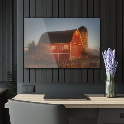 U R There Photography Klam Road Red Meets Foggy Sunrise II Rustic Farmhouse Acrylic Wall Print 20"x16"