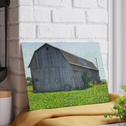 U R There Photography Morning Roadside Grey Rustic Farmhouse Tempered-Glass Cutting Board