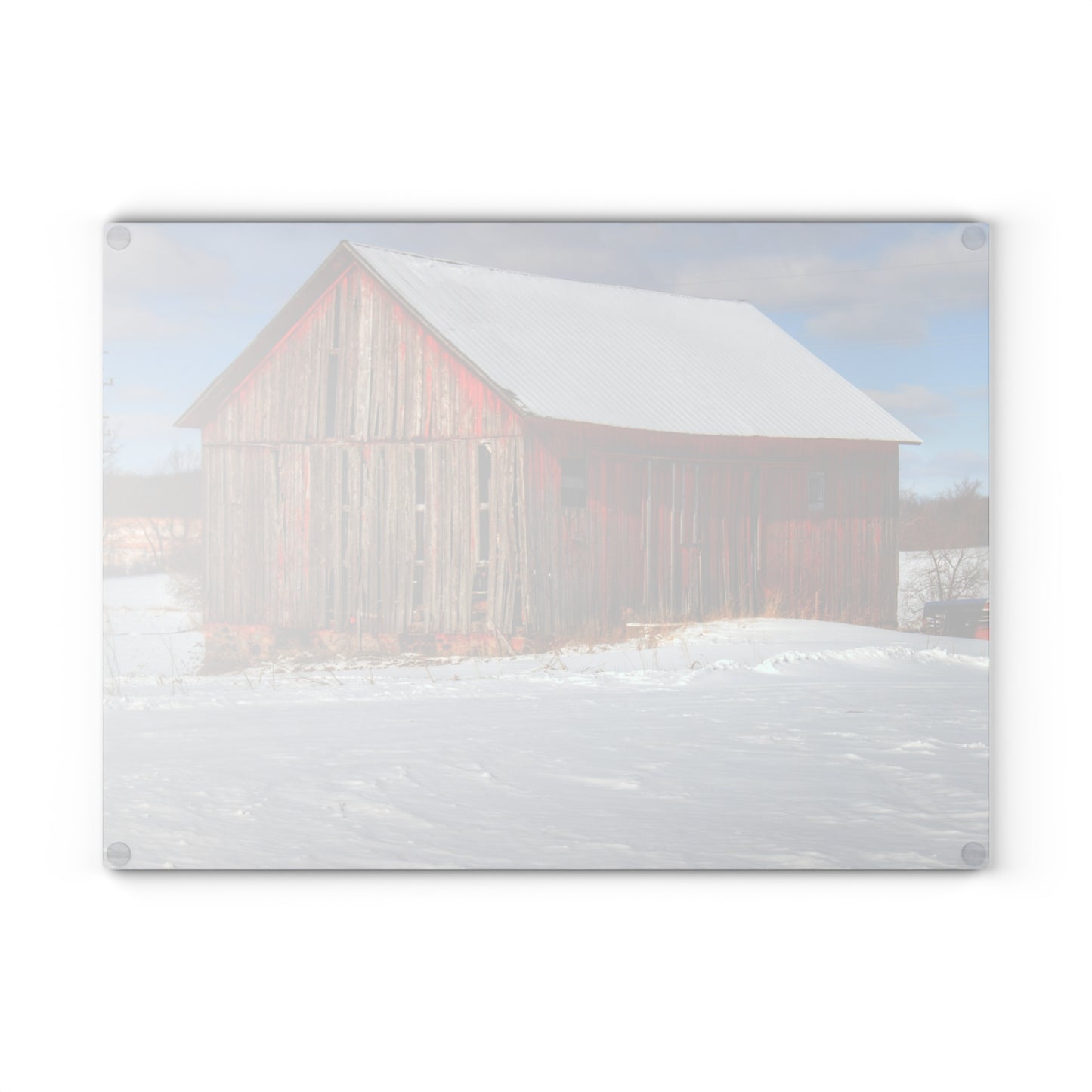U R There Photography Barnes Road Little Red I Rustic Farmhouse Tempered-Glass Cutting Board