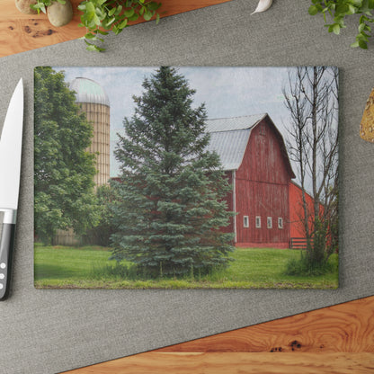 U R There Photography German Road Red I Rustic Farmhouse Tempered-Glass Cutting Board
