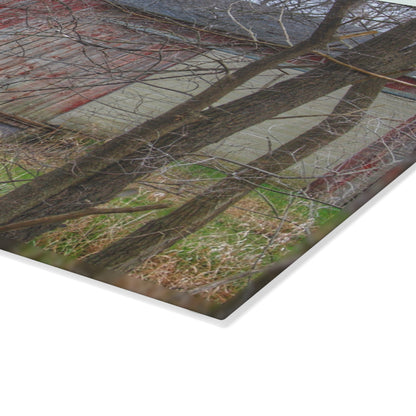 U R There Photography Lake George Red I Rustic Farmhouse Tempered-Glass Cutting Board