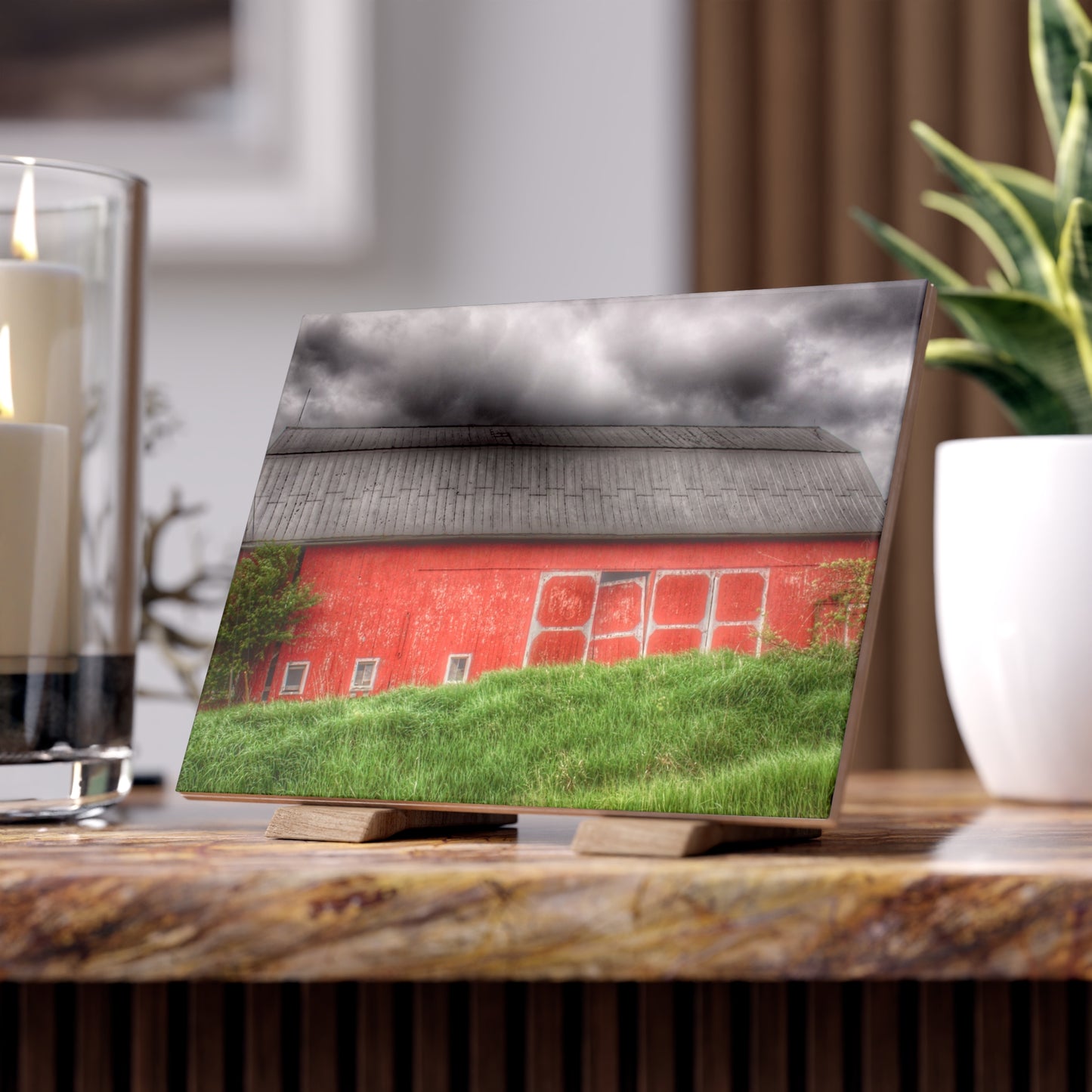 U R There Photography Stanley Road Red II Rustic Farmhouse Decorative Ceramic Tile
