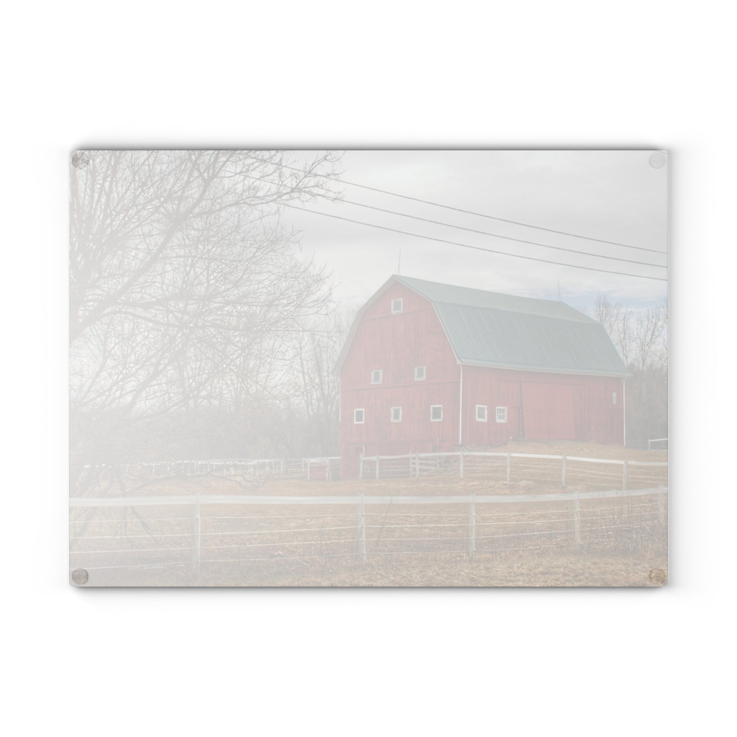 U R There Photography Diehl Road Red Rustic Farmhouse Tempered-Glass Cutting Board