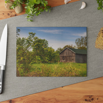 U R There Photography North Branch Little Grey Rustic Farmhouse Tempered-Glass Cutting Board