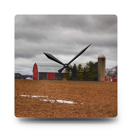 Ormes Road Old Grey Rustic Farmhouse Acrylic Analog Wall Clock 10.75'' × 10.75'' (Square)