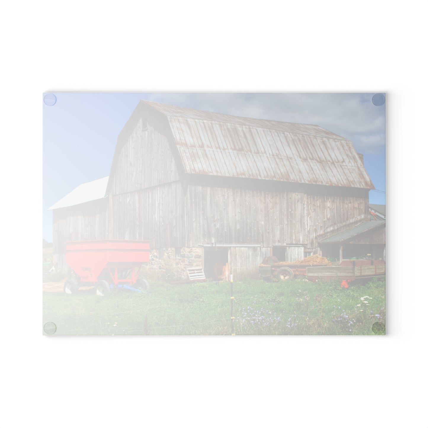U R There Photography Kings Mill Grey Rustic Farmhouse Tempered-Glass Cutting Board