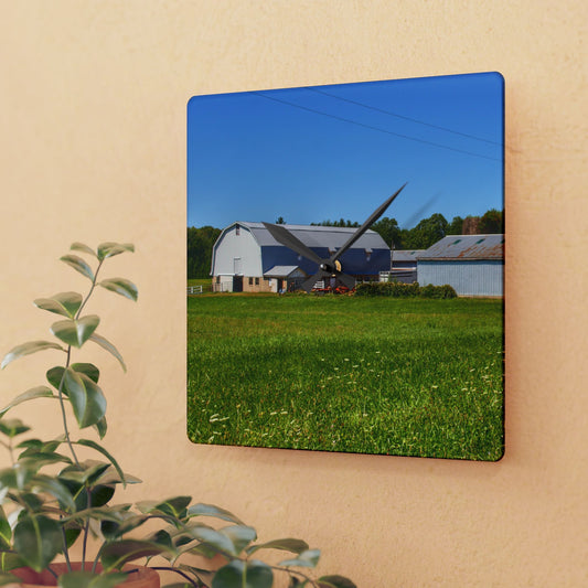 U R There Photography McPherson Greys Rustic Farmhouse Acrylic Analog Wall Clock