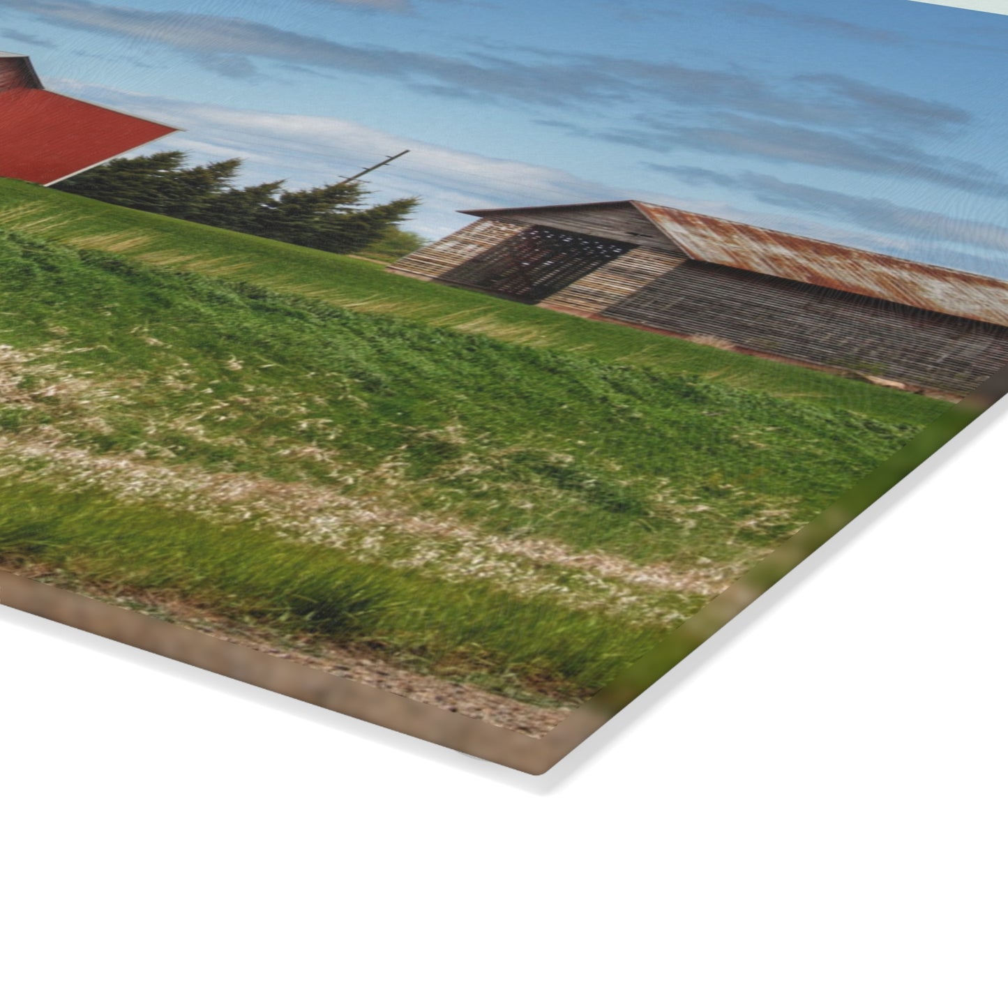 U R There Photography Unionville Reds Rustic Farmhouse Tempered-Glass Cutting Board