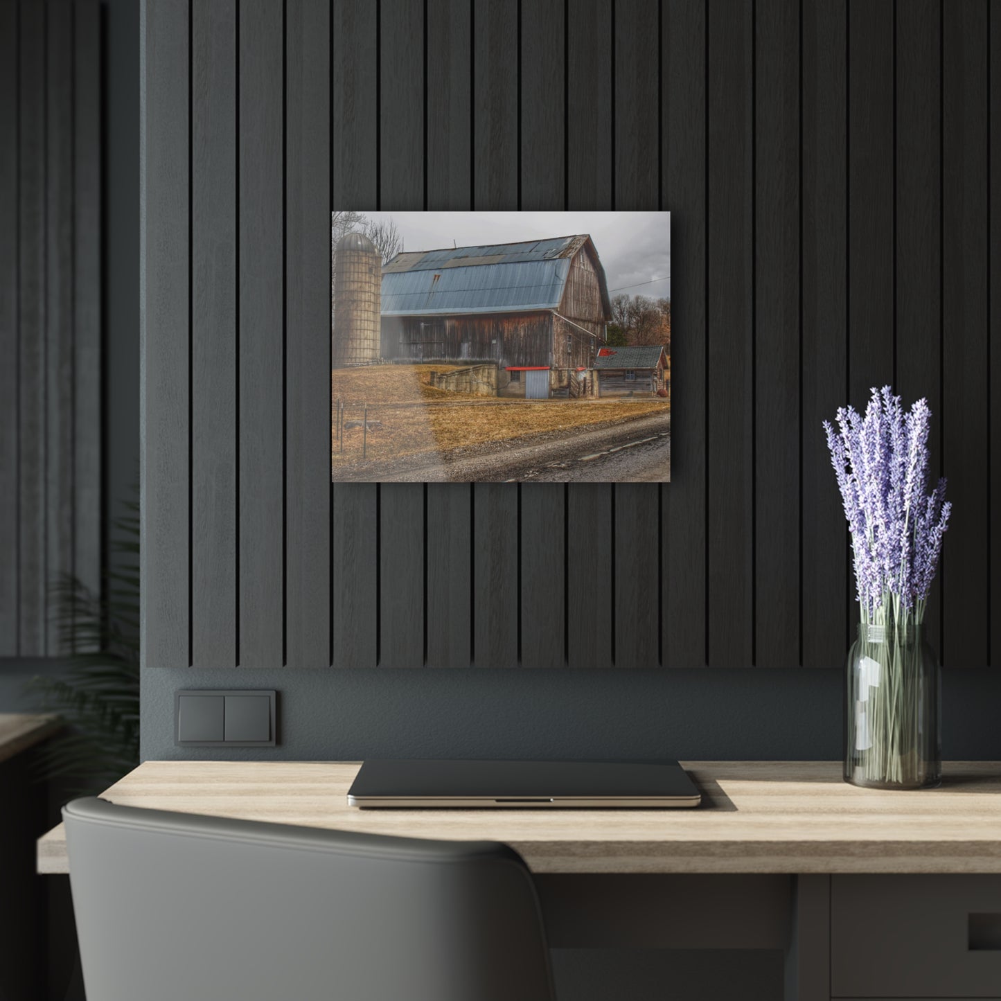 Barn Boutique Modern Farmhouse Acrylic Wall Print| Seymour Lakes Roadside Grey