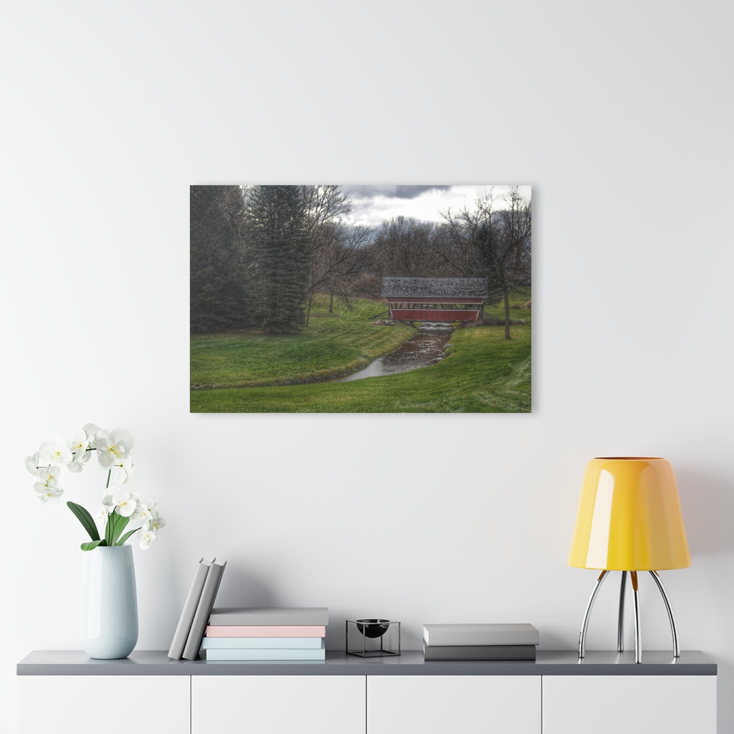 U R There Photography Hadley Covered Bridge III Rustic Farmhouse Acrylic Wall Print