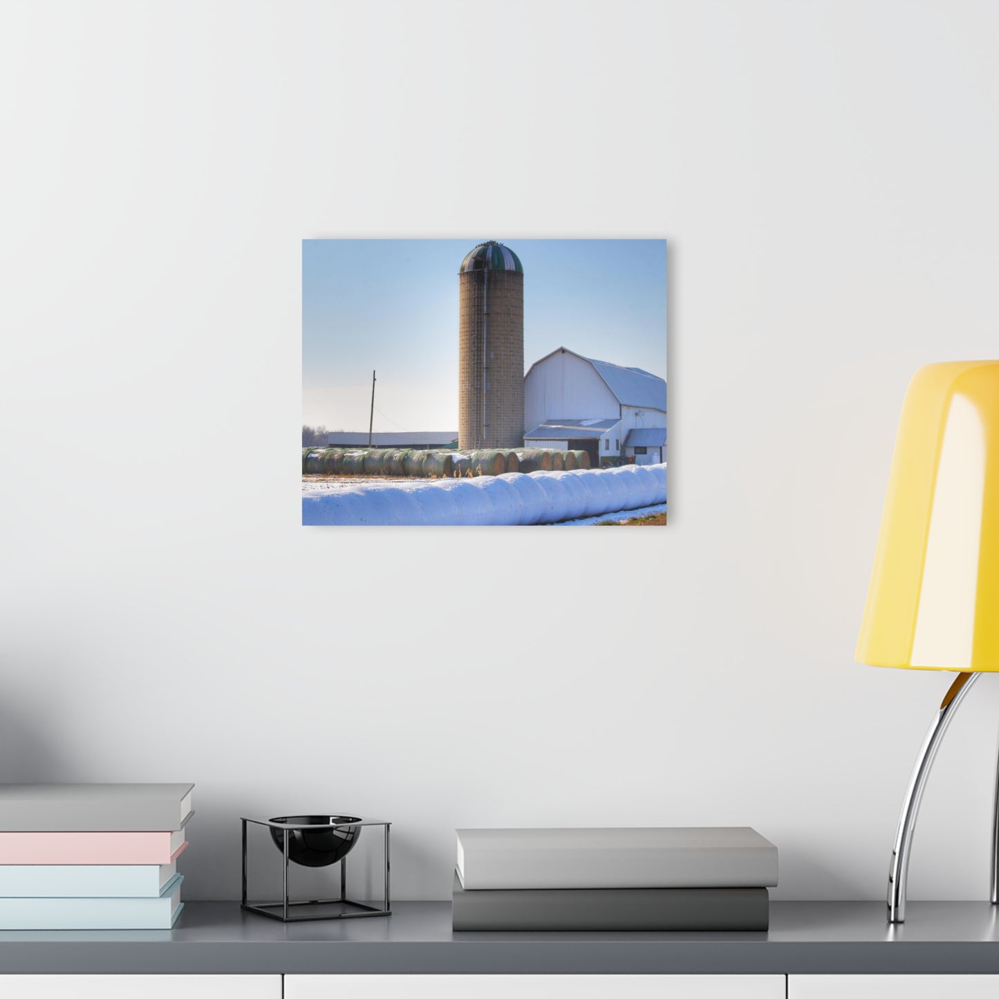 U R There Photography Bowers Road White in Winter Rustic Farmhouse Acrylic Wall Print