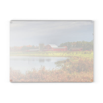 U R There Photography Oakwood Reds Rustic Farmhouse Tempered-Glass Cutting Board