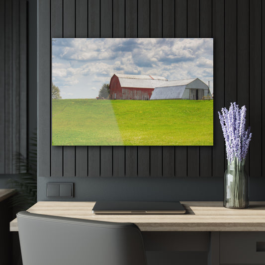 Barn Boutique Modern Farmhouse Acrylic Wall Print| Henderson Hilltop Red and Little White