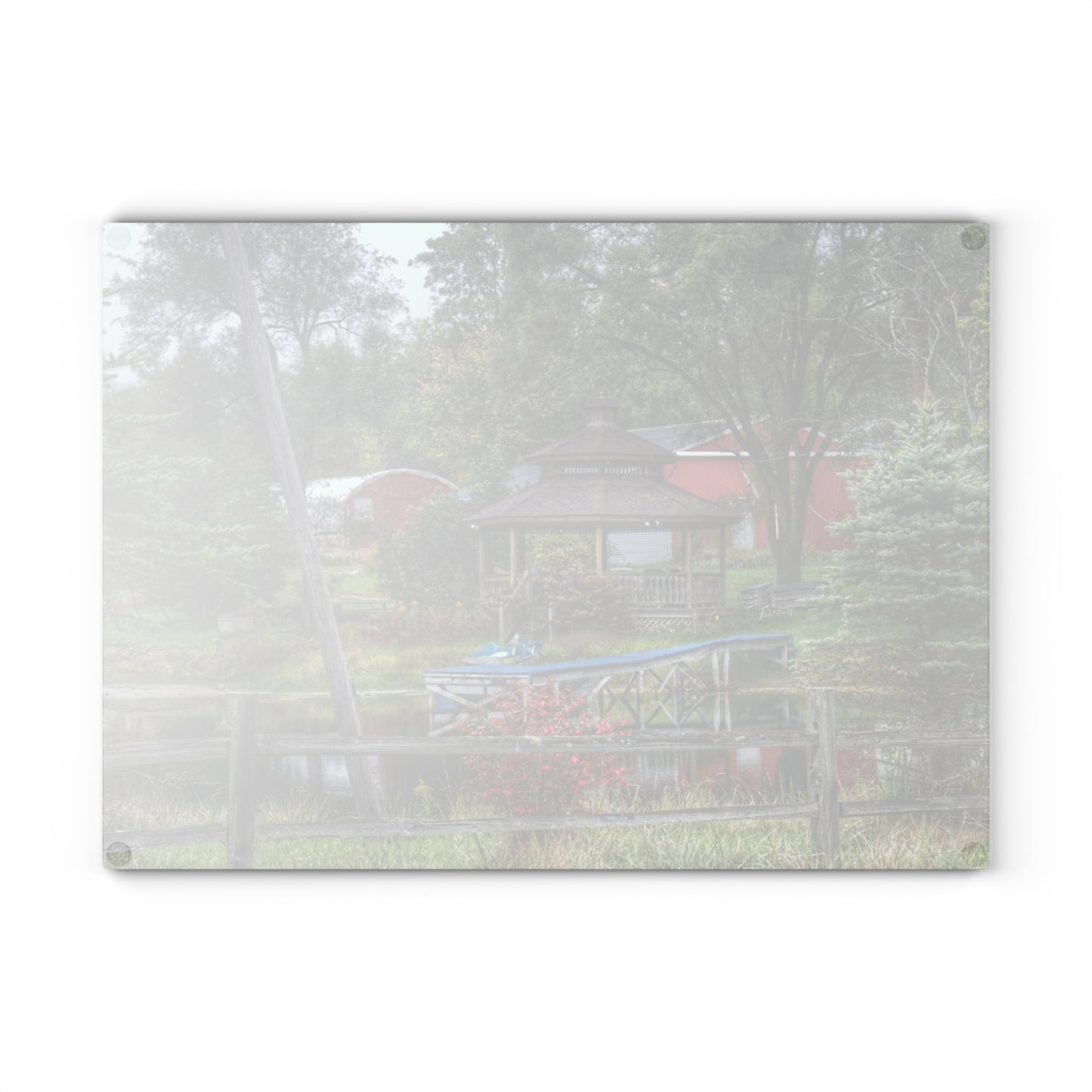 U R There Photography Columbiaville Gazebo Rustic Farmhouse Tempered-Glass Cutting Board