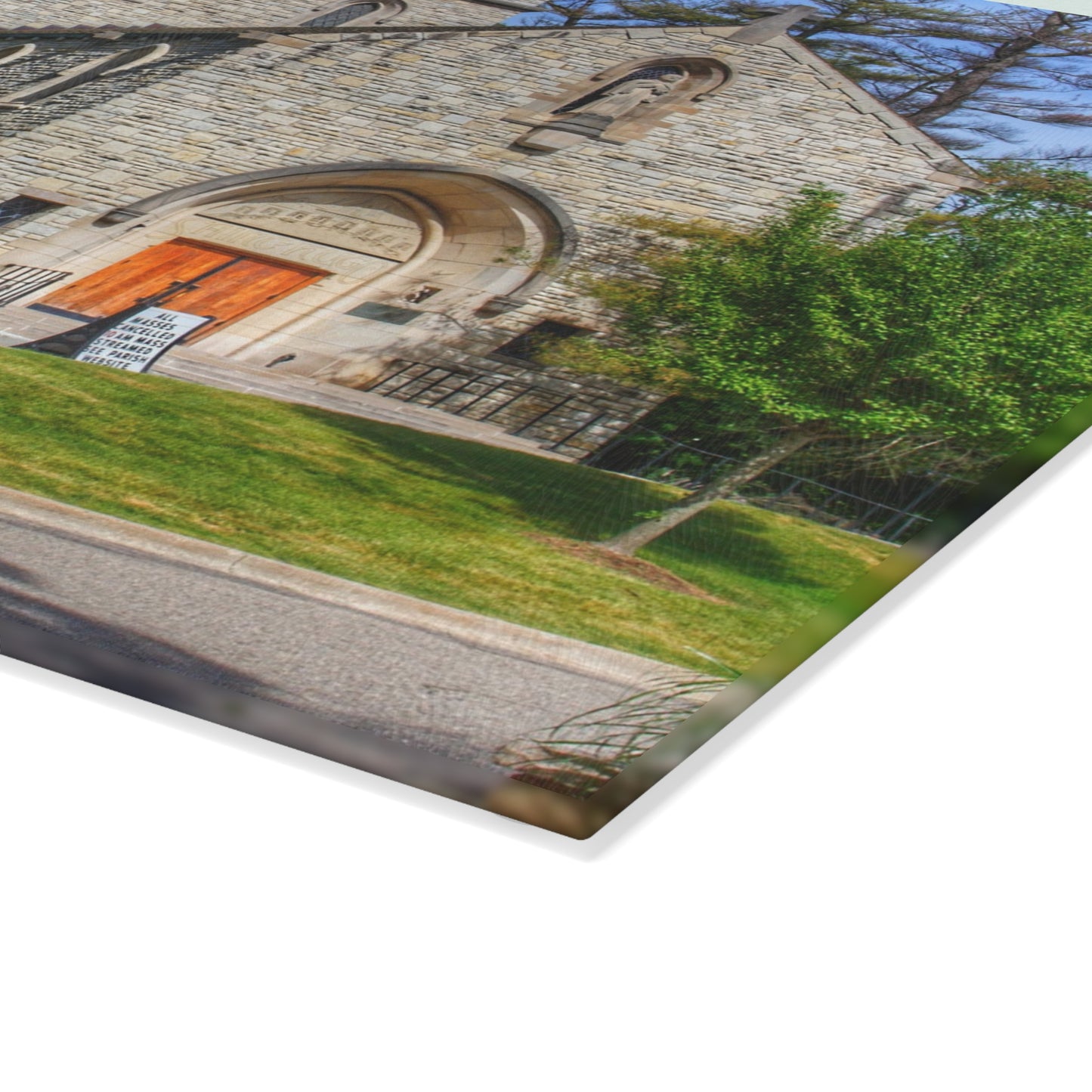 U R There Photography Saint Hugo of the Hills II Rustic Farmhouse Tempered-Glass Cutting Board 8"x 11"