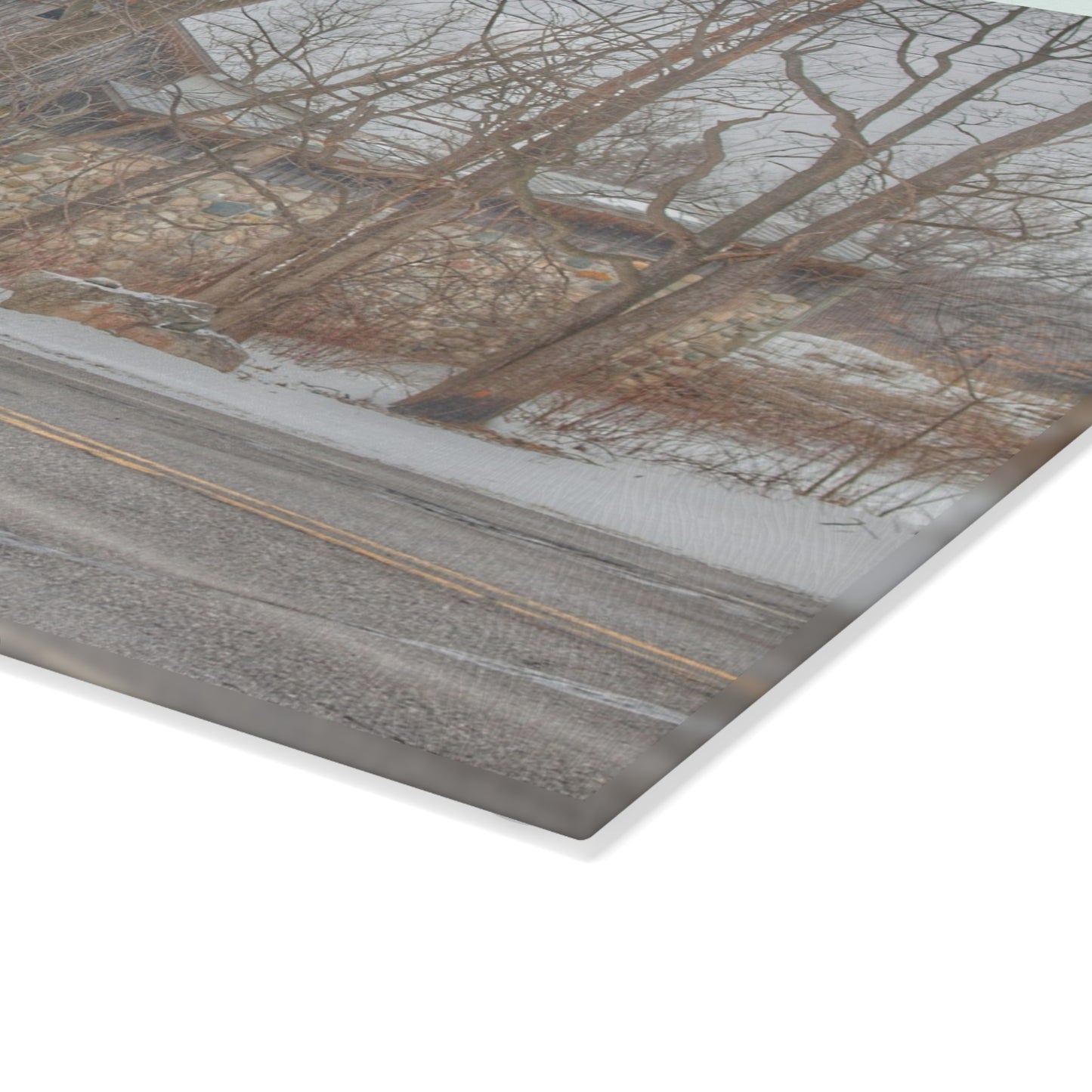 U R There Photography Leonard Stone Grey Rustic Farmhouse Tempered-Glass Cutting Board