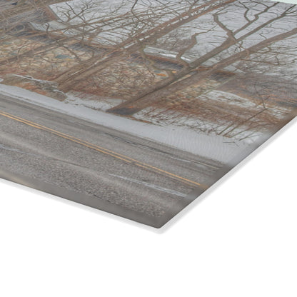 U R There Photography Leonard Stone Grey Rustic Farmhouse Tempered-Glass Cutting Board