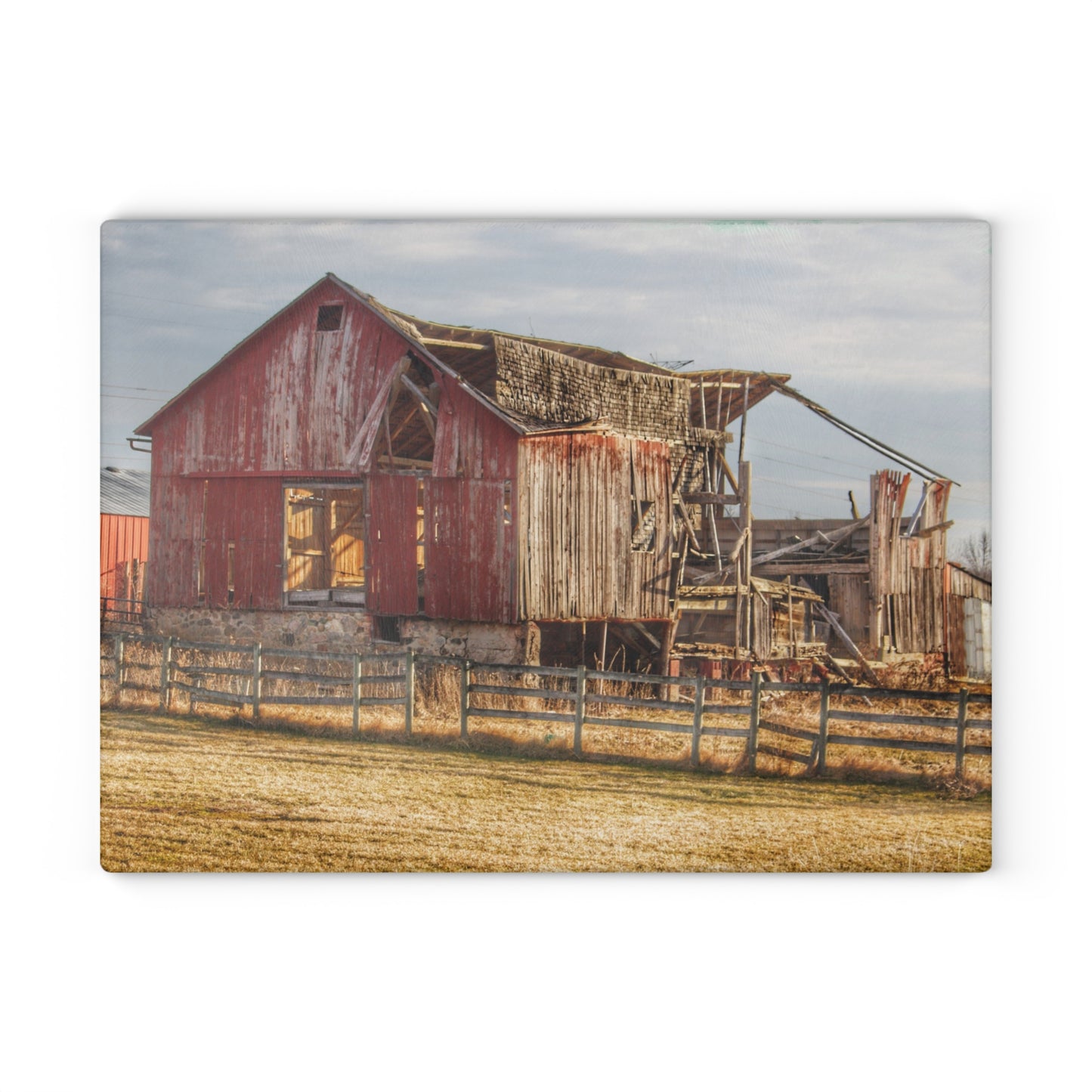 U R There Photography Irish Road Old Red I Rustic Farmhouse Tempered-Glass Cutting Board 8"x 11"