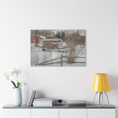 U R There Photography Columbiaville Gazebo in Winter Rustic Farmhouse Acrylic Wall Print