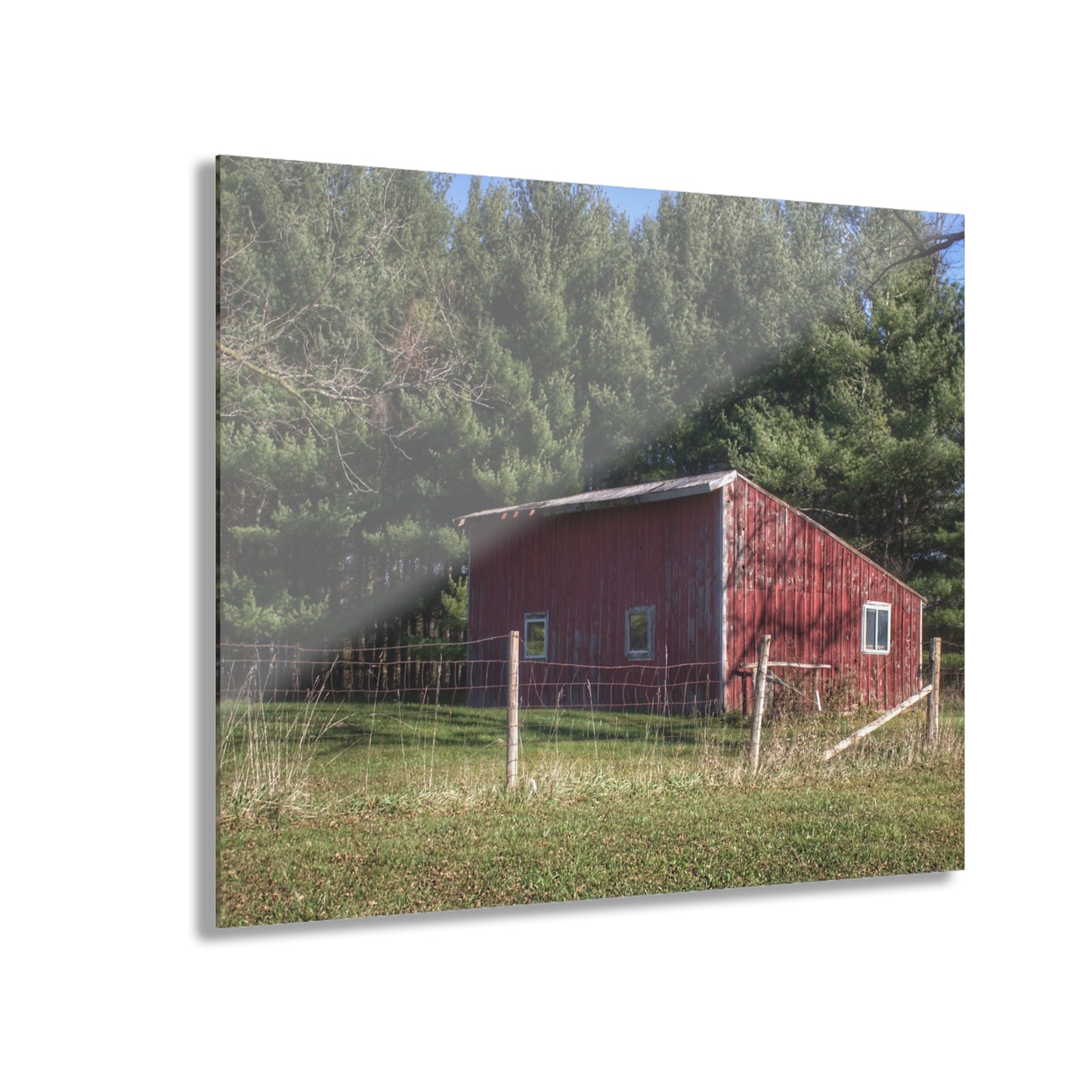 U R There Photography Little Red Shack Rustic Farmhouse Acrylic Wall Print