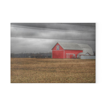 U R There Photography Barnes Road Quilted Red Rustic Farmhouse Tempered-Glass Cutting Board