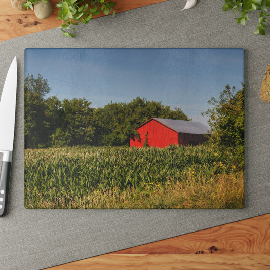U R There Photography Willard Road Red II Rustic Farmhouse Tempered-Glass Cutting Board