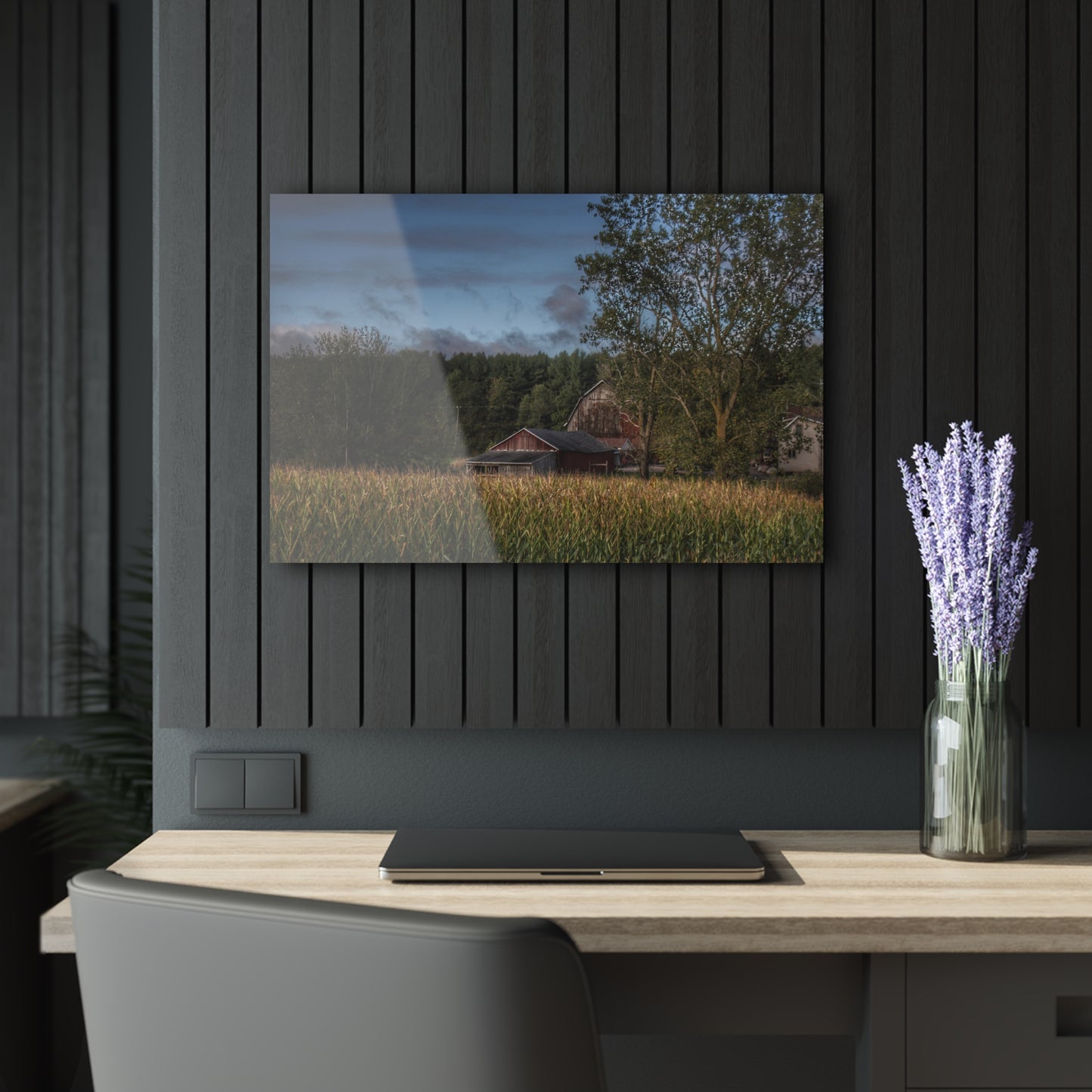 U R There Photography West Oregon Road Hidden Red II Rustic Farmhouse Acrylic Wall Print