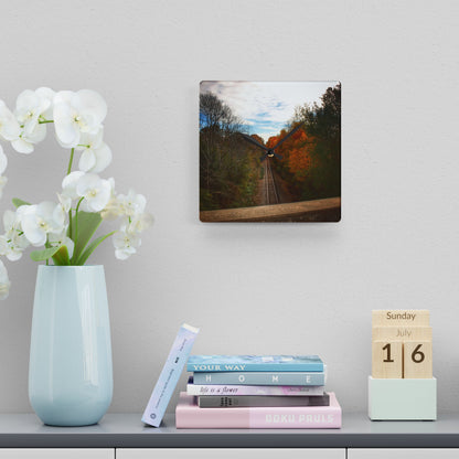 U R There Photography Above the Tracks in Vassar Rustic Farmhouse Acrylic Analog Wall Clock