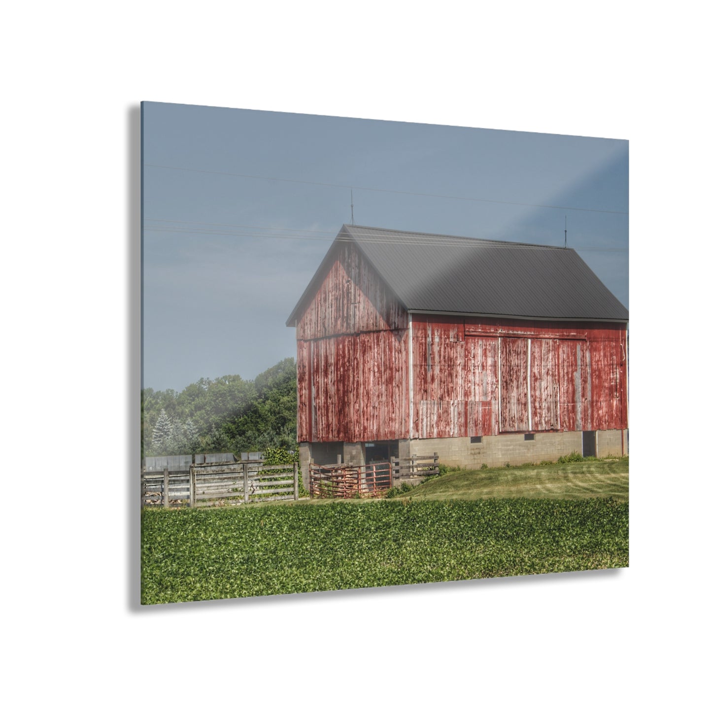 U R There Photography Lake Pleasant Corral Red I Rustic Farmhouse Acrylic Wall Print