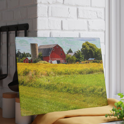 U R There Photography Starr Court Red I Rustic Farmhouse Tempered-Glass Cutting Board