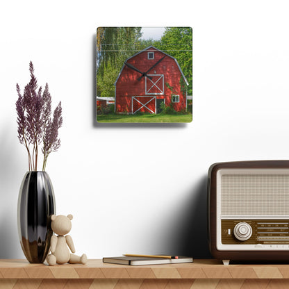 U R There Photography Henderson Red Rustic Farmhouse Acrylic Analog Wall Clock