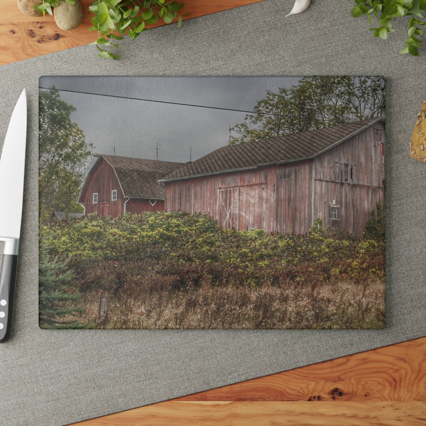 U R There Photography Washburn Reds Rustic Farmhouse Tempered-Glass Cutting Board