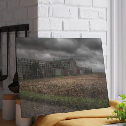 U R There Photography Weaver Road Brown I Rustic Farmhouse Tempered-Glass Cutting Board