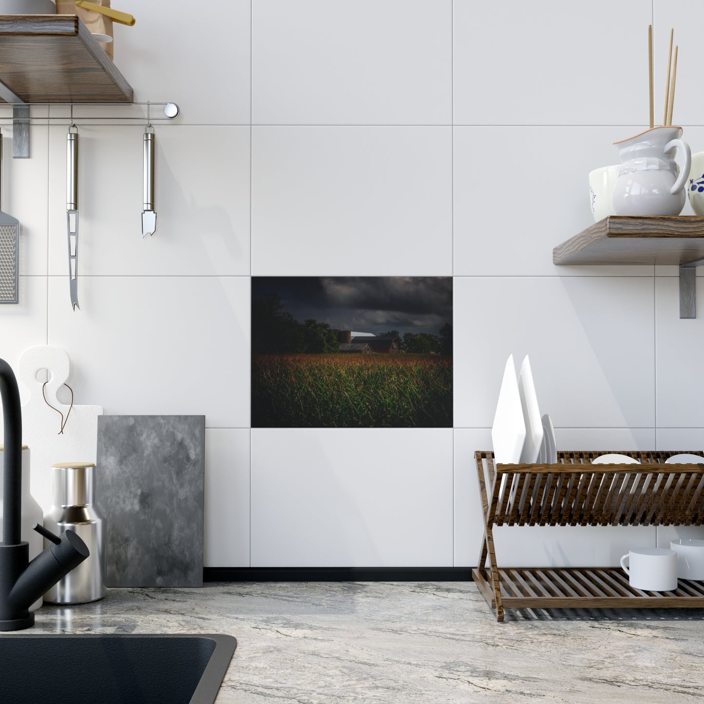 U R There Photography Bishop Road Beyond the Corn Rustic Farmhouse Decorative Ceramic Tile