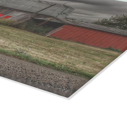 U R There Photography Wadsworth Road Grey Saltbox Rustic Farmhouse Tempered-Glass Cutting Board