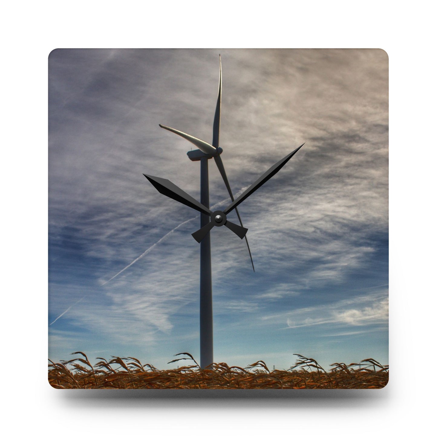 U R There Photography North Gera Road Windmill Rustic Farmhouse Acrylic Analog Wall Clock