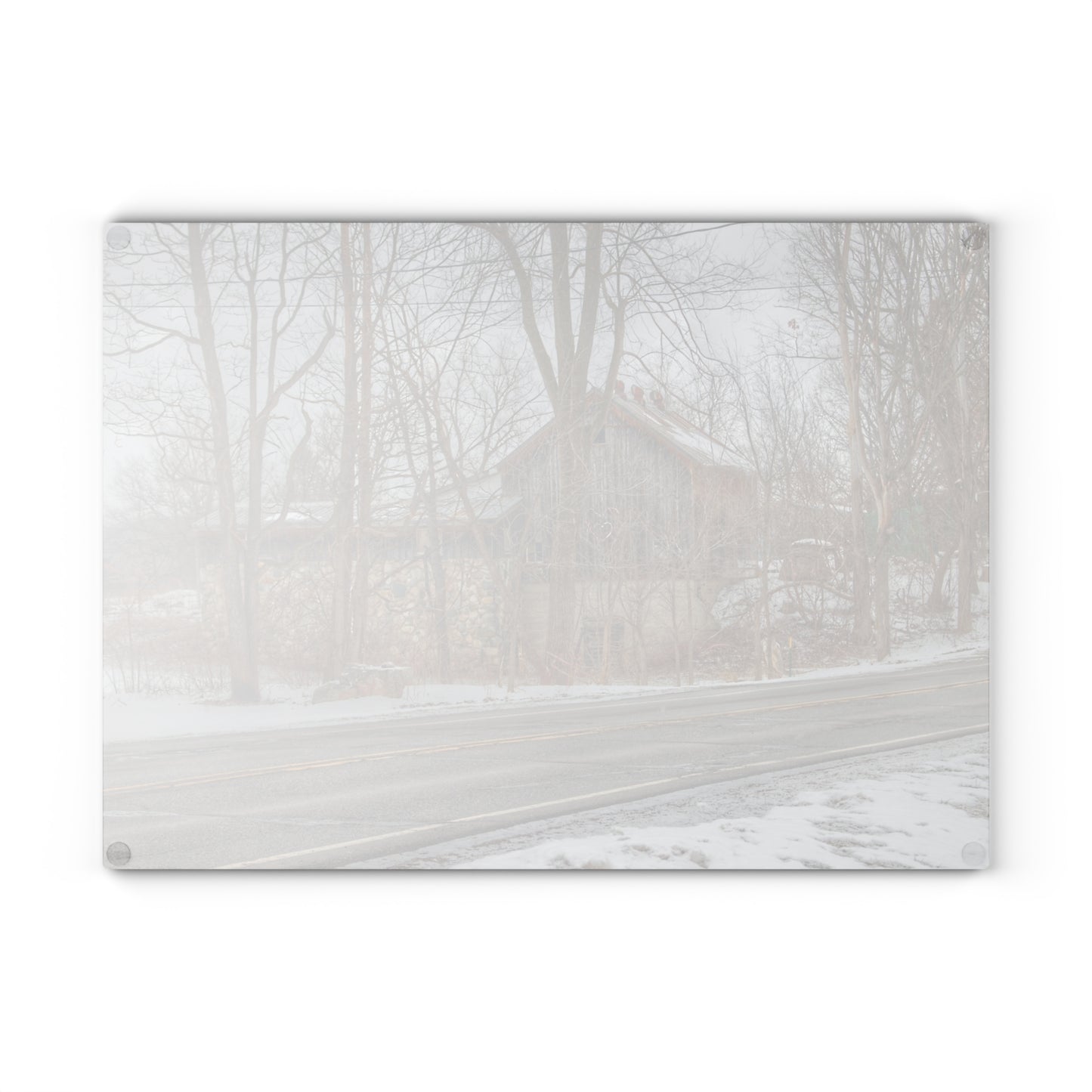 U R There Photography Leonard Stone Grey Rustic Farmhouse Tempered-Glass Cutting Board