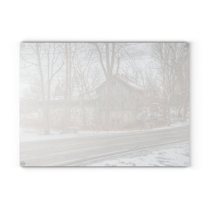 U R There Photography Leonard Stone Grey Rustic Farmhouse Tempered-Glass Cutting Board