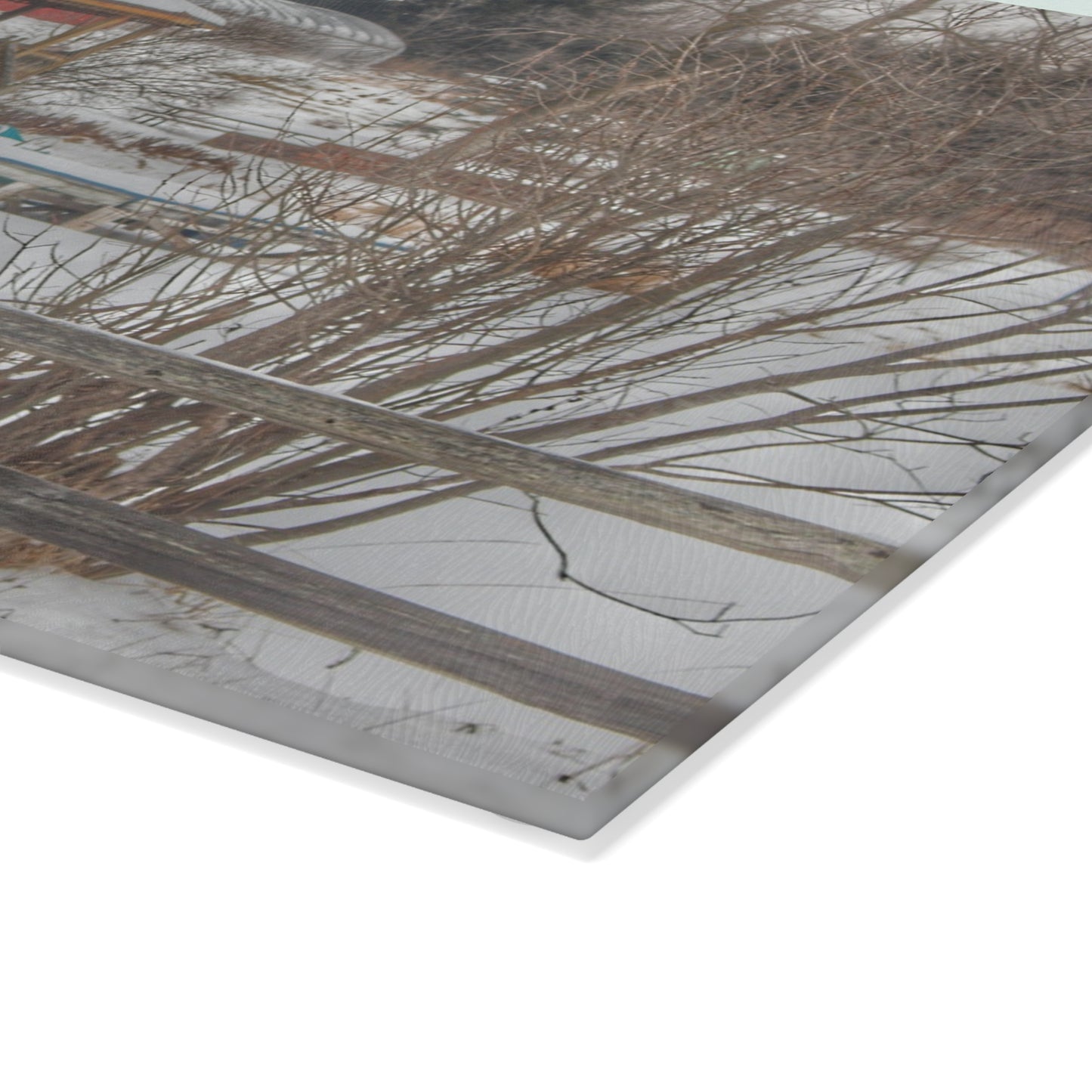 U R There Photography Columbiaville Gazebo in Winter Rustic Farmhouse Tempered-Glass Cutting Board